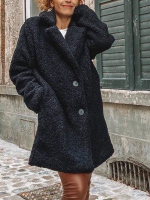 MANTEAU TEDDY NOIR