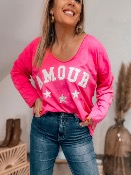 T SHIRT AMOUR FUSHIA