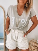 T SHIRT LOVE PAILLETTES NUDE