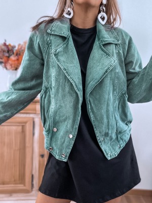 VESTE JEAN COLOREE VERTE