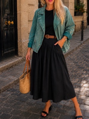 VESTE JEAN COLOREE VERTE