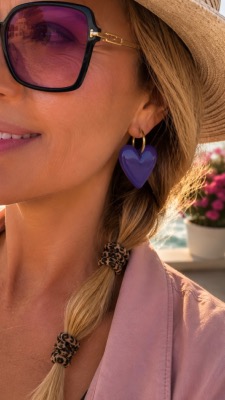 BOUCLES PHILIPPINE COEUR VIOLETTE