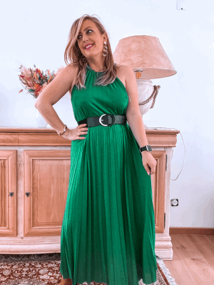 ROBE PAILLETTES ELVI VERTE