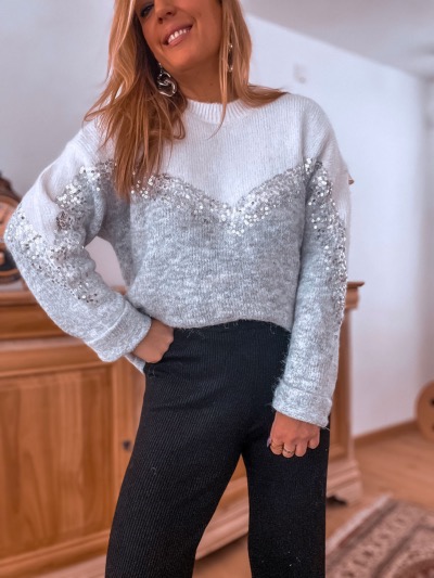 PULL LOVELY SEQUINS ARGENT