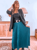 JUPE LONGUE PAILLETTES LUISA BLEU CANARD