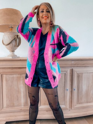 GILET DOUDOU PUNKY FUSHIA