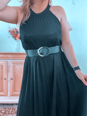 CEINTURE NOIRE BOUCLE ARGENT