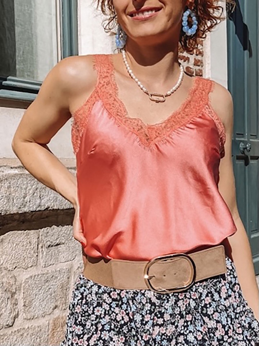 Haut Tunique En Dentelle Corail - Taille Unique - Neuf Jamais Porté (sans étiquette)