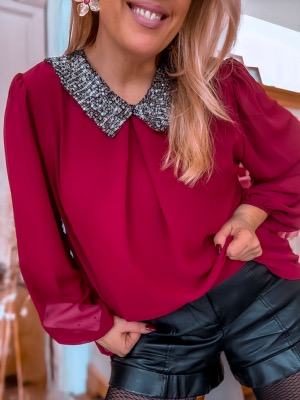 BLOUSE PETILLANTE BORDEAUX