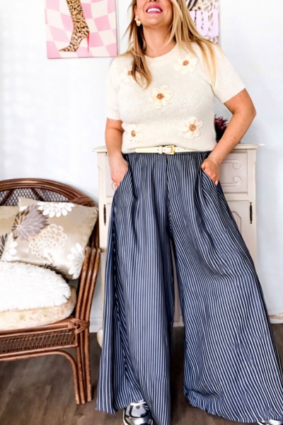 PALAZZO DENIM RAYURES