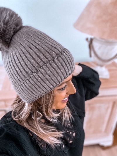 BONNET COCOON TAUPE PAILLETTES
