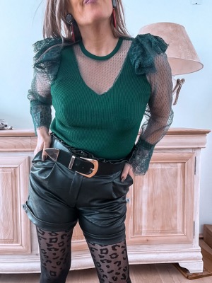 PULL DENTELLE YONA EMERAUDE