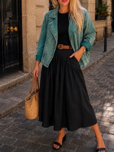 VESTE JEAN COLOREE VERTE