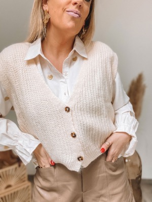 GILET COURT SAMY BEIGE