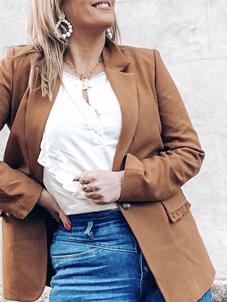 blazer camel femme