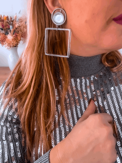 BOUCLES PAILLETTES ROSE CLIPS FRANCINE BRAMLI
