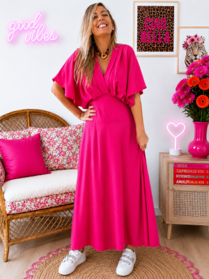 ROBE LONGUE ALABAMA FRAMBOISE
