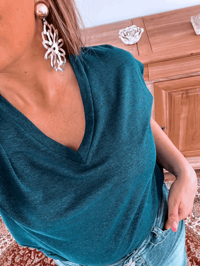 T SHIRT PAILLETTES AVA INDIGO