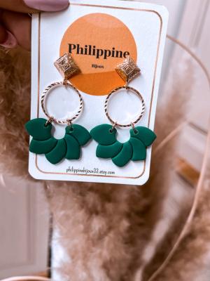 BOUCLES PHILIPPINE COQUILLE VERTES