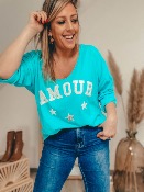 T SHIRT AMOUR TURQUOISE