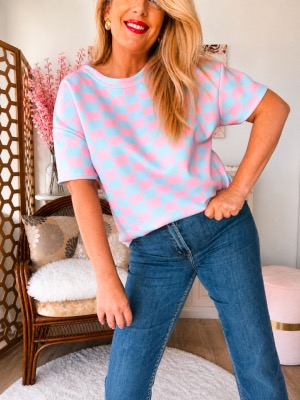 T SHIRT MOOD POP BLEU