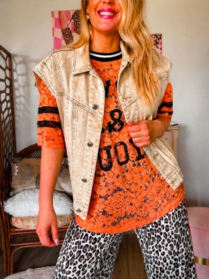 VESTE JEAN COLOREE SABLE