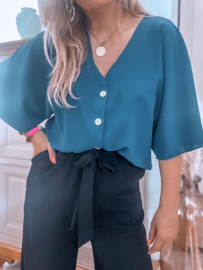 BLOUSE BOA BLEU PETROLE