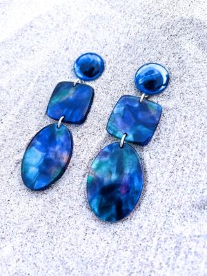 BOUCLES LONGUES SOPHIE BLEU MARBRÉES