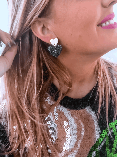 BOUCLES  BELZA BLACK GLITTER 