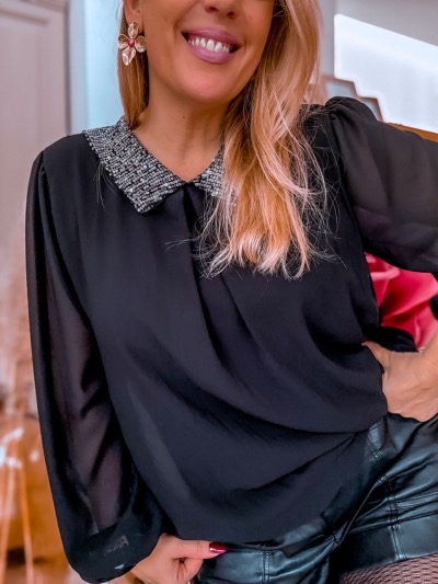 BLOUSE PETILLANTE NOIRE