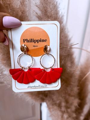 BOUCLES PHILIPPINE COQUILLE ROUGES
