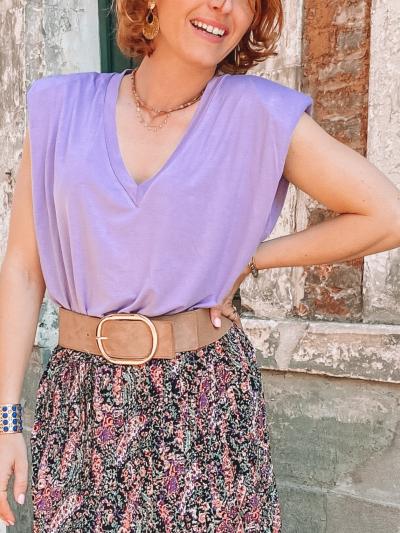 TOP EPAULETTES LILAS