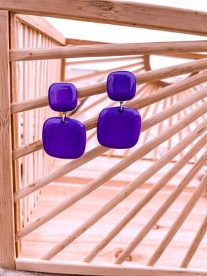 BOUCLES VIOLETTES PENDANTES CARRÉES ALENA 