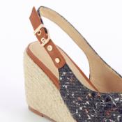 SANDALES COMPENSÉES TWEED LEOPARD