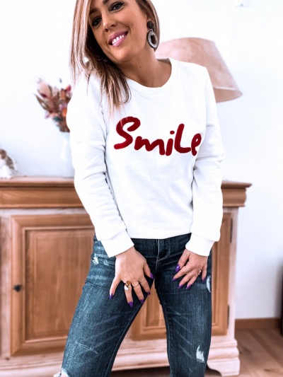 PULL SWEAT BLANC SMILE
