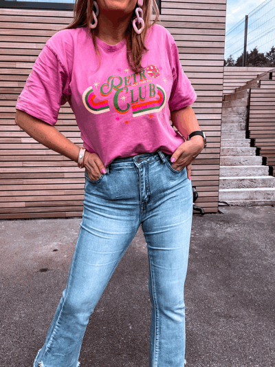 T SHIRT RETRO CLUB ROSE