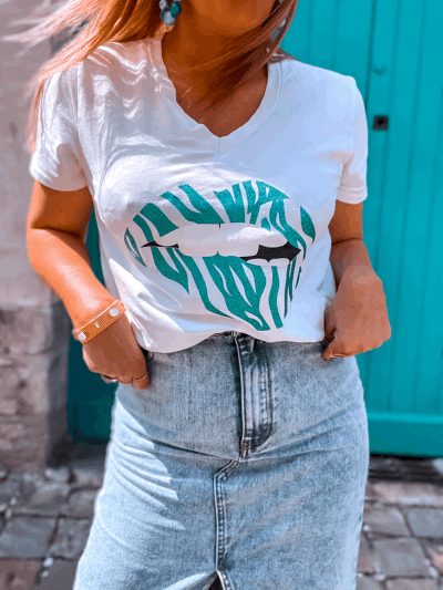 T SHIRT  KISS TURQUOISE