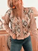 GILET ORIA SEQUINS CAMEL