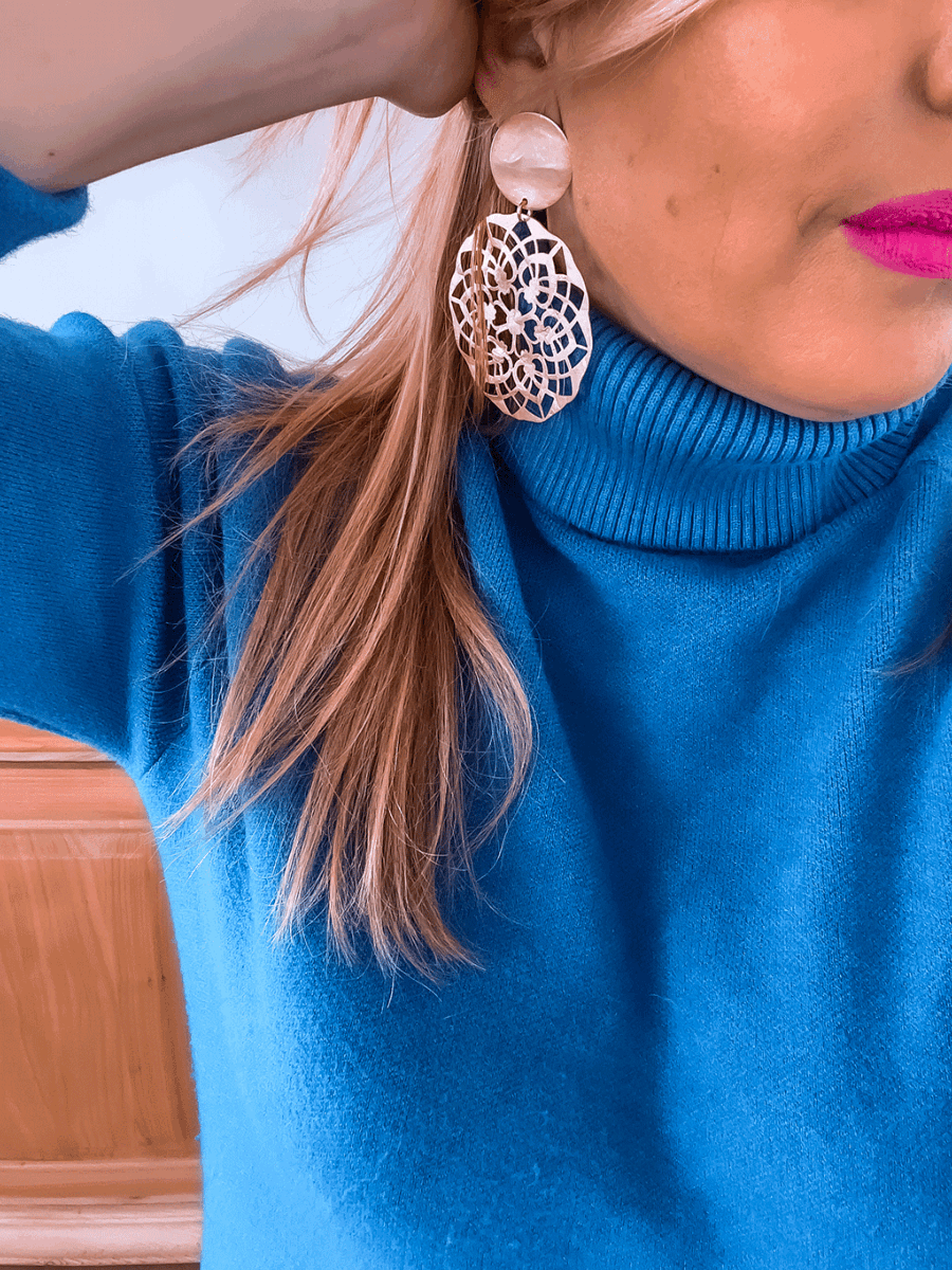 Boucles D'Oreilles Clips Cigales Émaillées - Bleu Et Vert - H. 2,8 Cm - Occasion Bon État