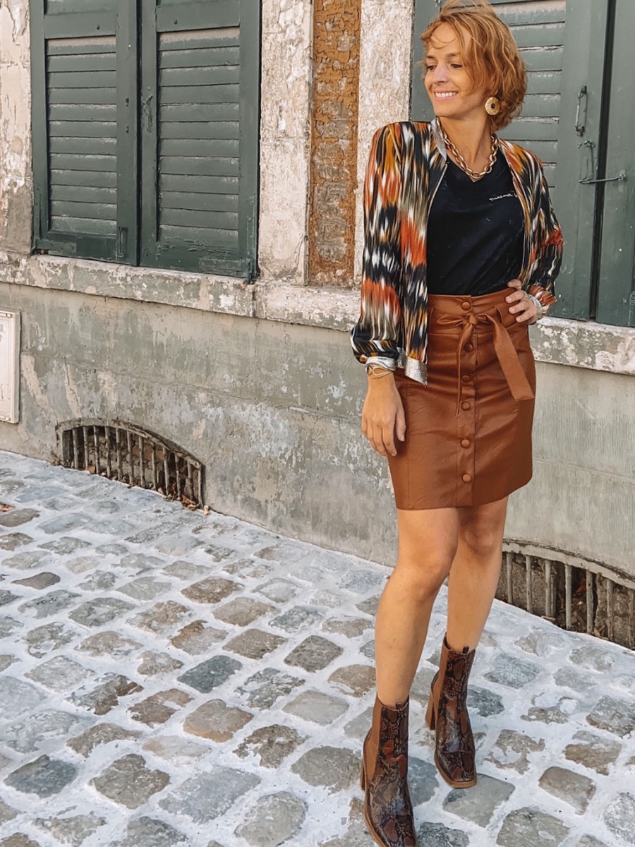 Jupe Taille Haute Simili Cuir Tendance |SAORI Boutique