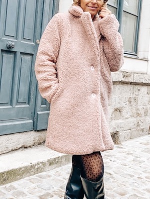 MANTEAU TEDDY VIEUX ROSE