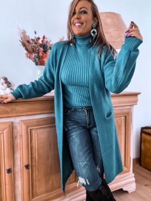 GILET LONG SAVY BLEU