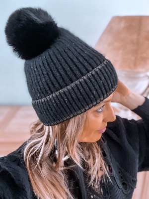 BONNET COCOON NOIR PAILLETTES