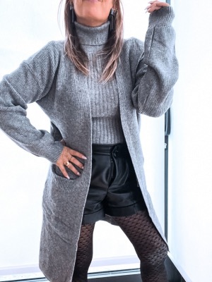 GILET LONG SAVY GRIS