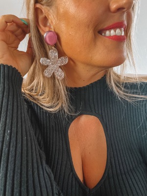 BOUCLES PAILLETTES BLANCHES PERCEES FRANCINE BRAMLI