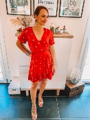 ROBE MOOREA ROUGE & SEQUINS OR