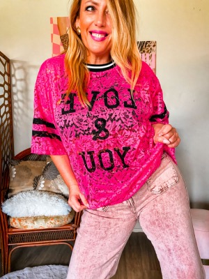 T SHIRT LOVE AND YOU FRAMBOISE