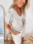 T SHIRT LOVE PAILLETTES NUDE