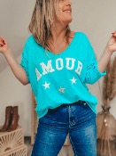 T SHIRT AMOUR TURQUOISE