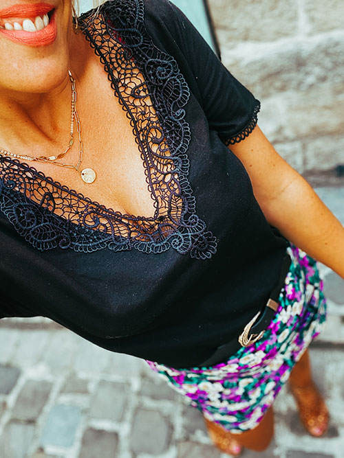 t-shirt tendance dentelle